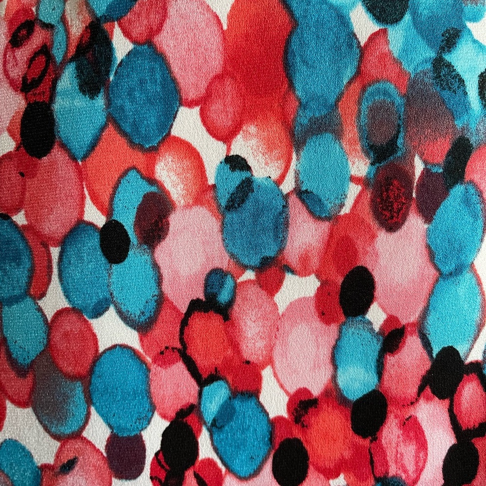 Colorful Coral and Teal Sleeveless Blouse - Picture 5 of 7